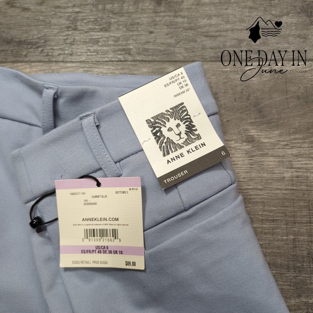 Anne Klein Summit Blue Trouser Pants Size 6 - Picture 2 of 6